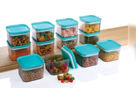 Air Tight Container 1000ml Round Transparent - PET Plastic Leakproof Clip Lid Stackable, Fridge Freezer Safe for Grains Spices Snacks, BPA Free Kitchen Pantry Storage Jar UAE B2B Wholesale 